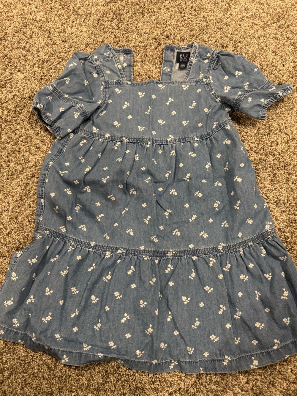 GAP Blue Denim Dress with White Floral Print